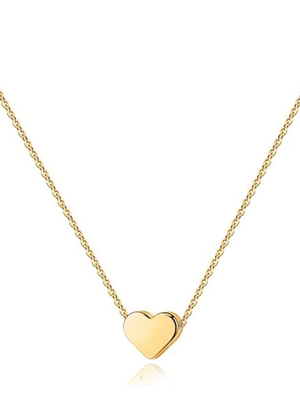 14K Gold Plated Cubic Zirconia Heart Necklace | Cute Dainty Love Pendant Necklac
